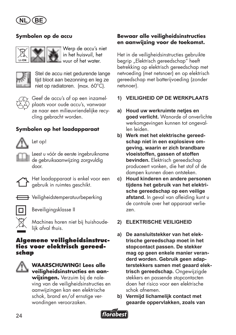 Nl be | Florabest FAH 18 B2 User Manual | Page 24 / 74