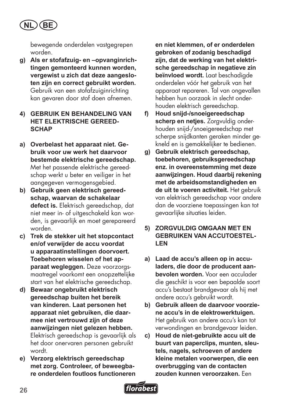 Nl be | Florabest FAH 18 B2 User Manual | Page 26 / 74