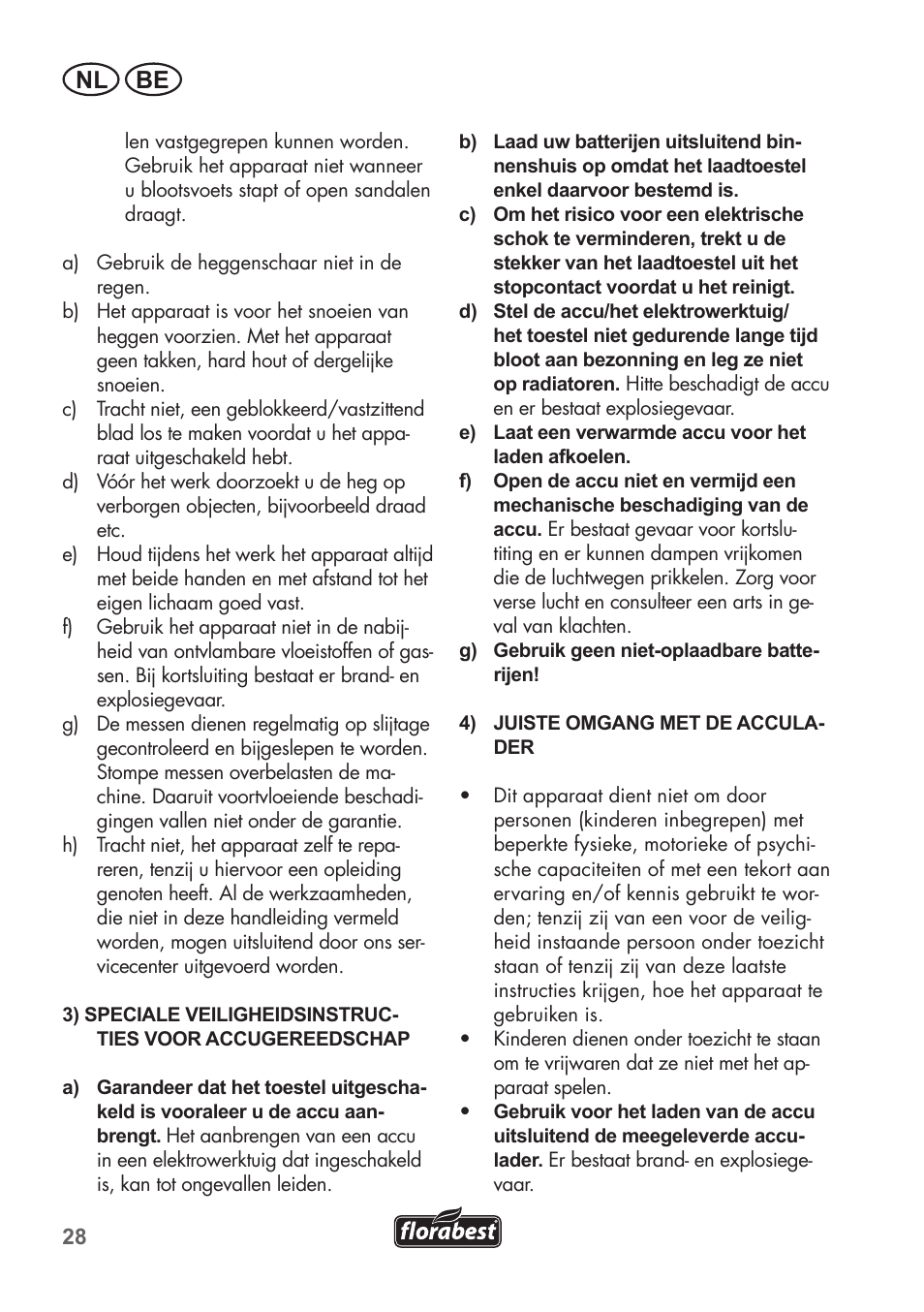 Nl be | Florabest FAH 18 B2 User Manual | Page 28 / 74