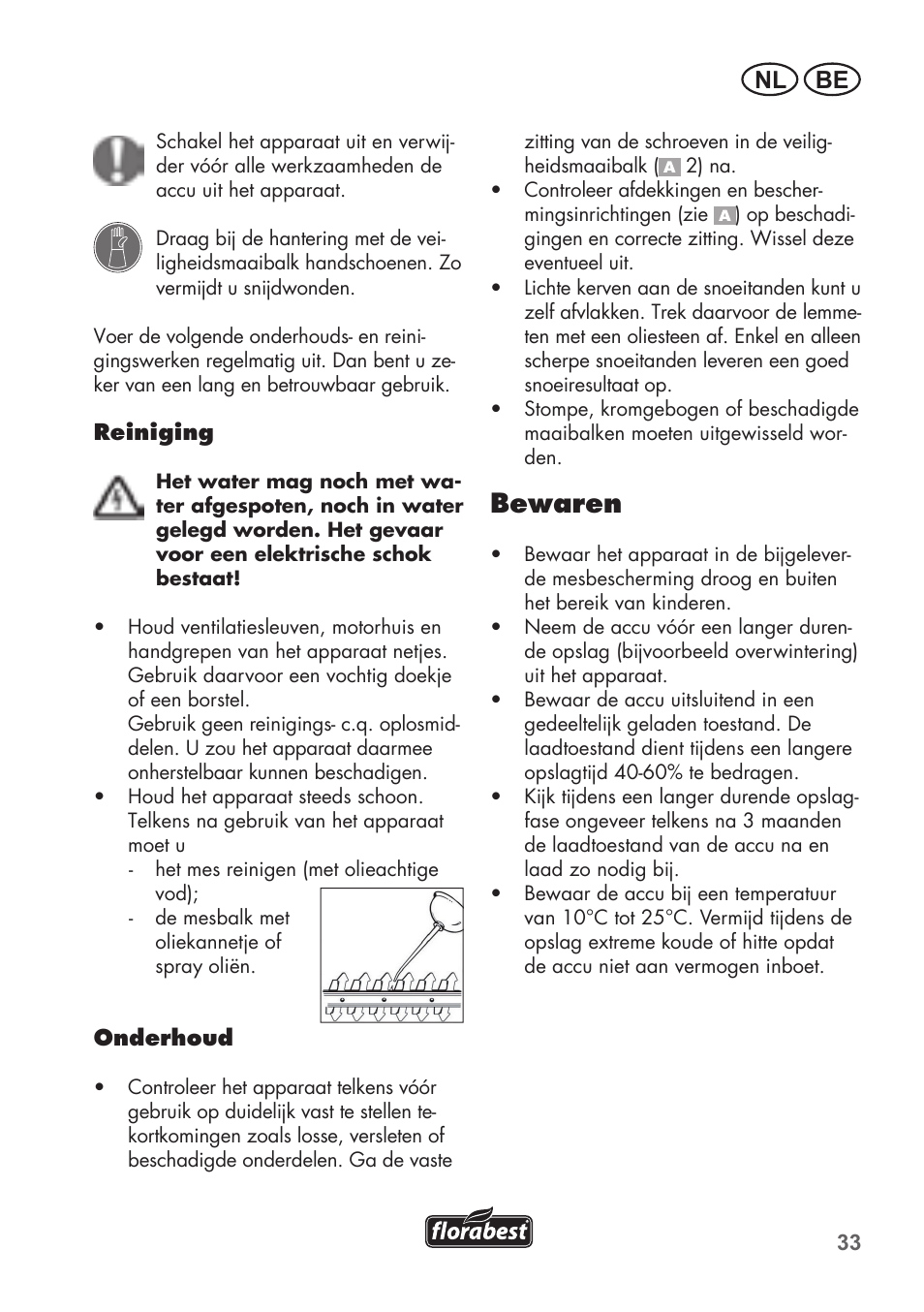 Bewaren, Nl be | Florabest FAH 18 B2 User Manual | Page 33 / 74
