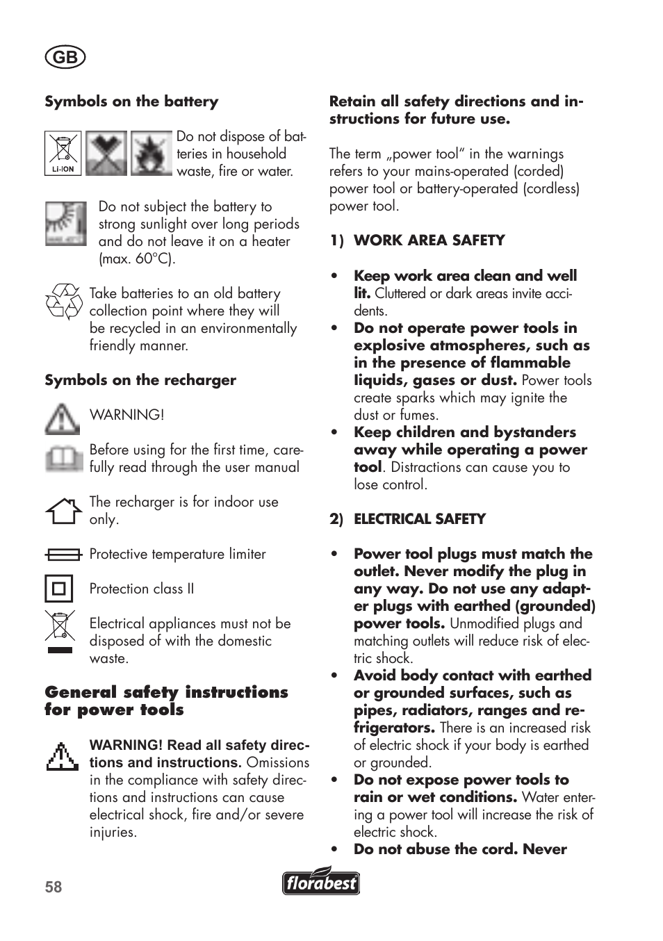 Florabest FAH 18 B2 User Manual | Page 58 / 74