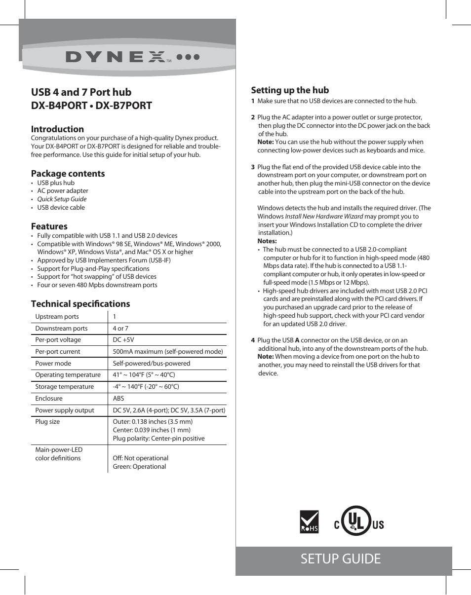 Dynex DX-B7PORT User Manual | 2 pages