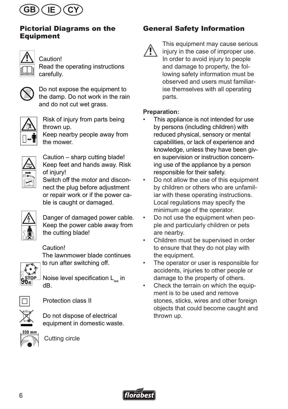 Ie gb cy | Florabest FRM 1200 A2 User Manual | Page 6 / 30
