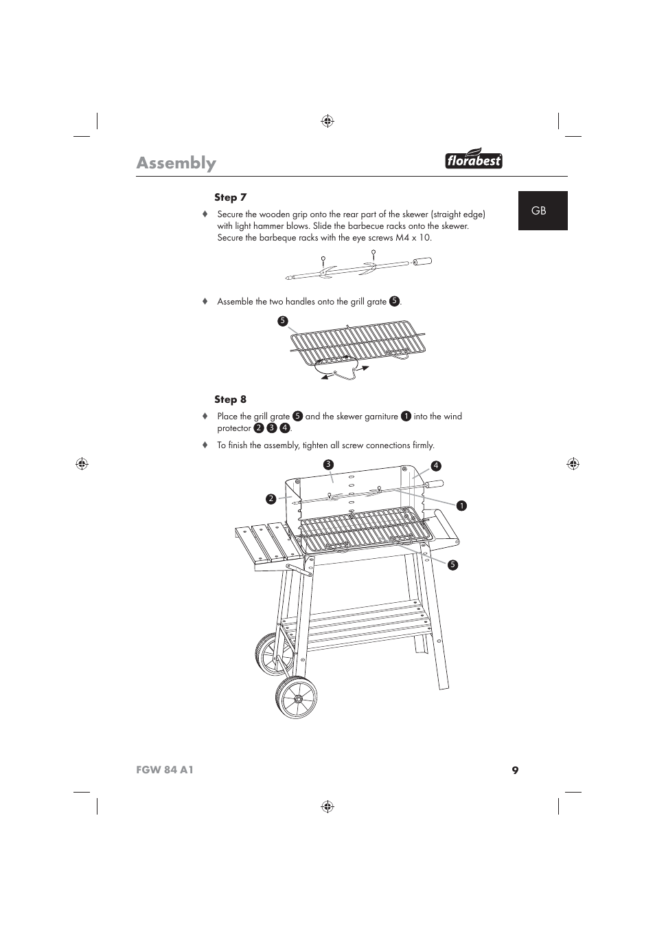 Assembly | Florabest FGW 84 A1 User Manual | Page 11 / 86