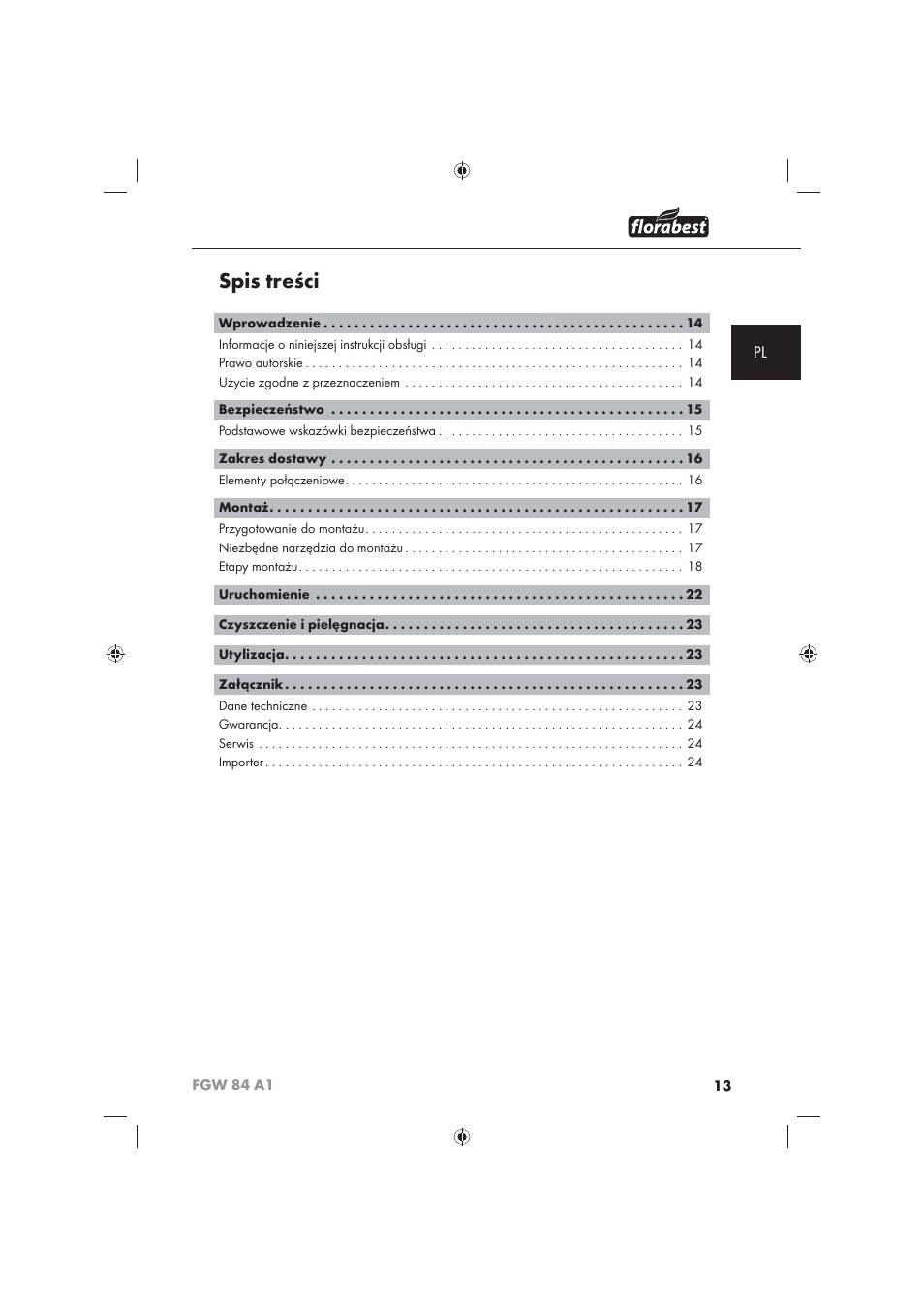 Florabest FGW 84 A1 User Manual | Page 15 / 86