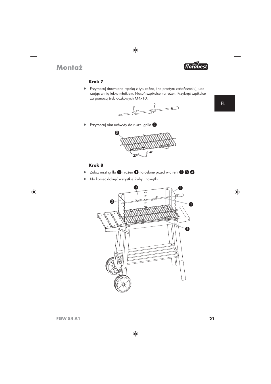 Montaż | Florabest FGW 84 A1 User Manual | Page 23 / 86