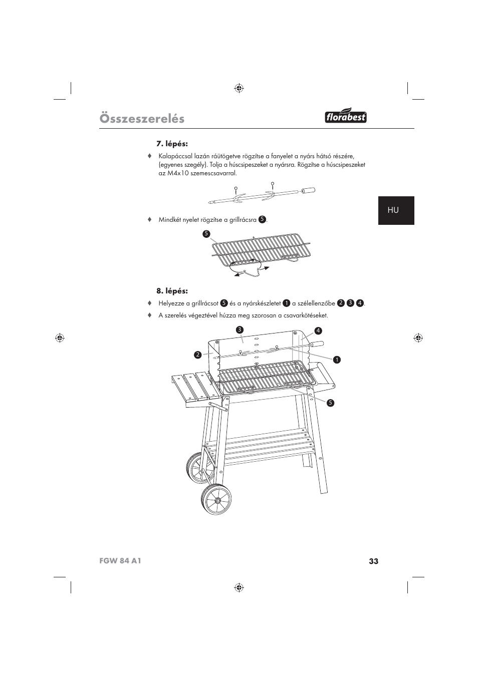 Összeszerelés | Florabest FGW 84 A1 User Manual | Page 35 / 86
