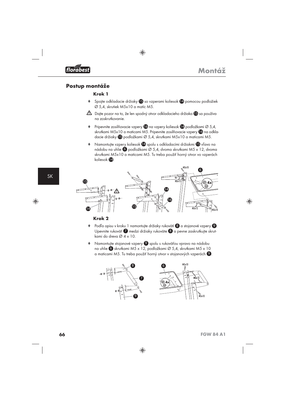 Montáž, Postup montáže | Florabest FGW 84 A1 User Manual | Page 68 / 86