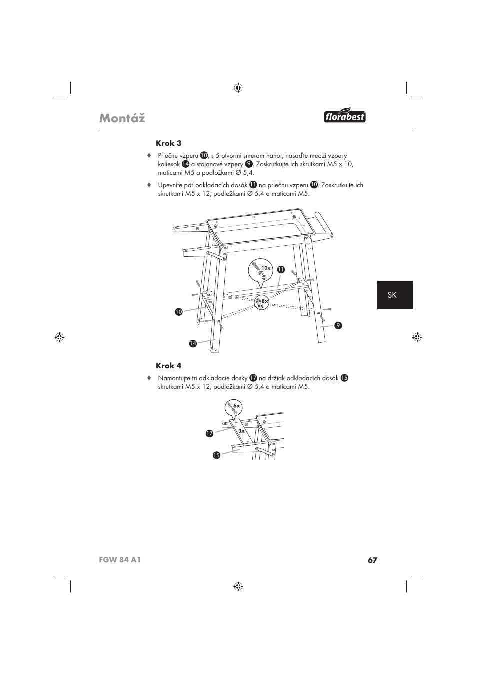 Montáž | Florabest FGW 84 A1 User Manual | Page 69 / 86
