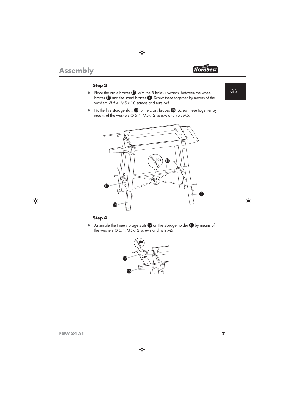 Assembly | Florabest FGW 84 A1 User Manual | Page 9 / 86