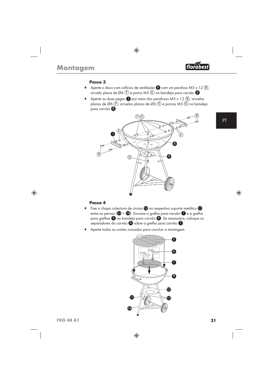 Montagem | Florabest FKG 48 A1 User Manual | Page 33 / 62