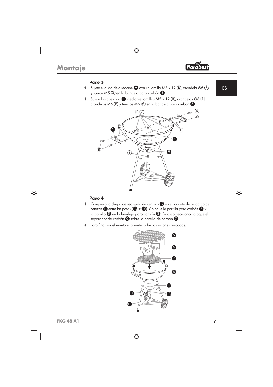 Montaje | Florabest FKG 48 A1 User Manual | Page 9 / 62