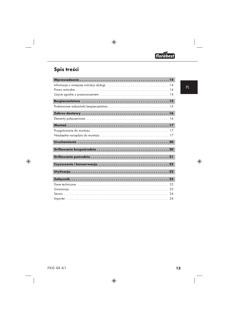 Florabest FKG 48 A1 User Manual | Page 15 / 86
