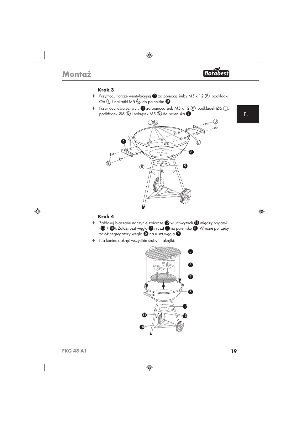 Montaż | Florabest FKG 48 A1 User Manual | Page 21 / 86