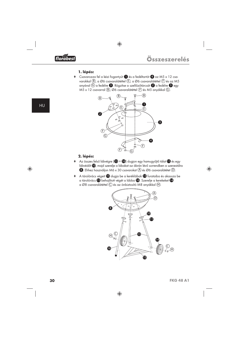 Összeszerelés | Florabest FKG 48 A1 User Manual | Page 32 / 86