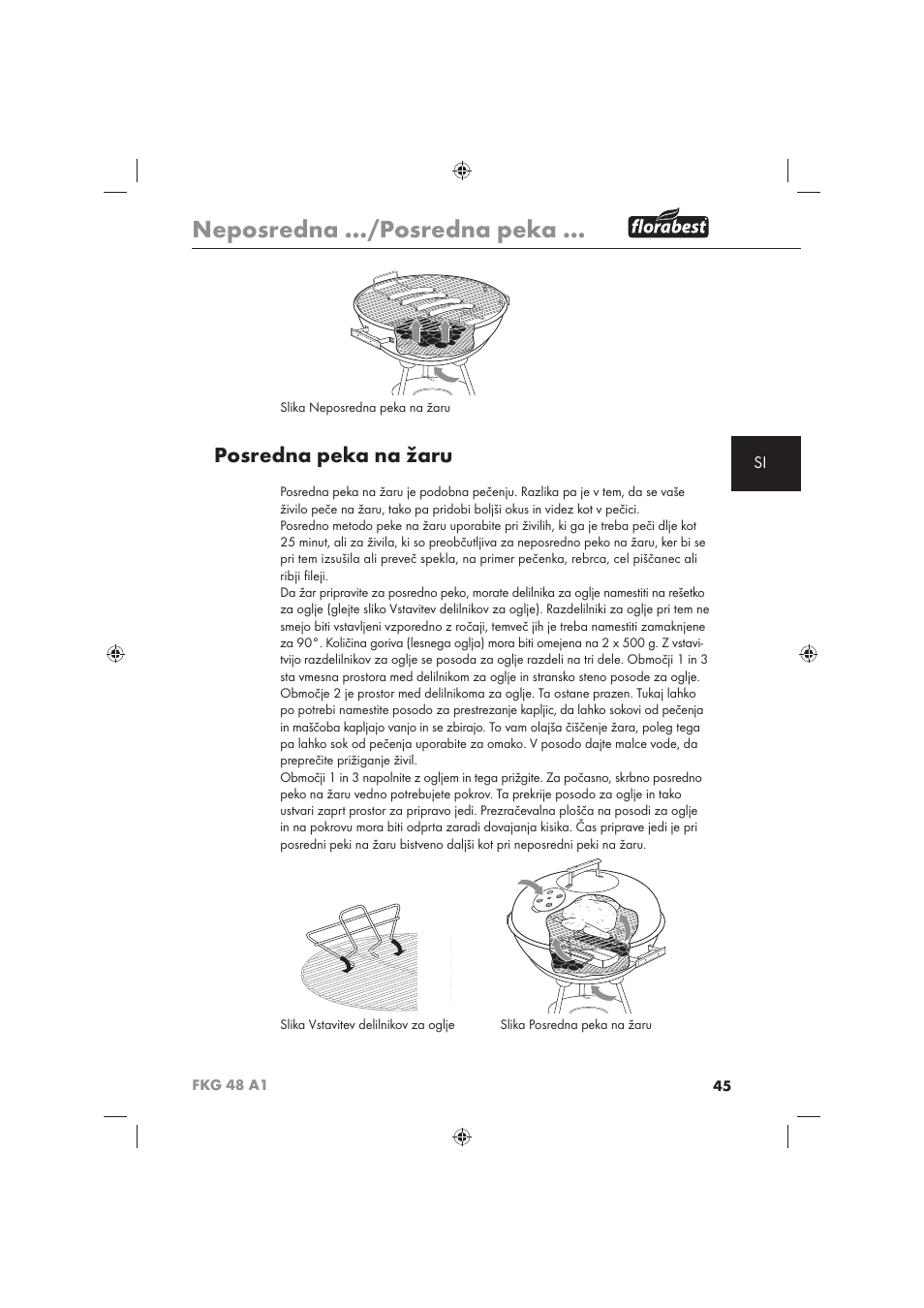 Neposredna …/posredna peka, Posredna peka na žaru | Florabest FKG 48 A1 User Manual | Page 47 / 86