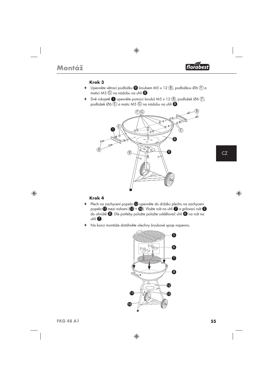 Montáž | Florabest FKG 48 A1 User Manual | Page 57 / 86