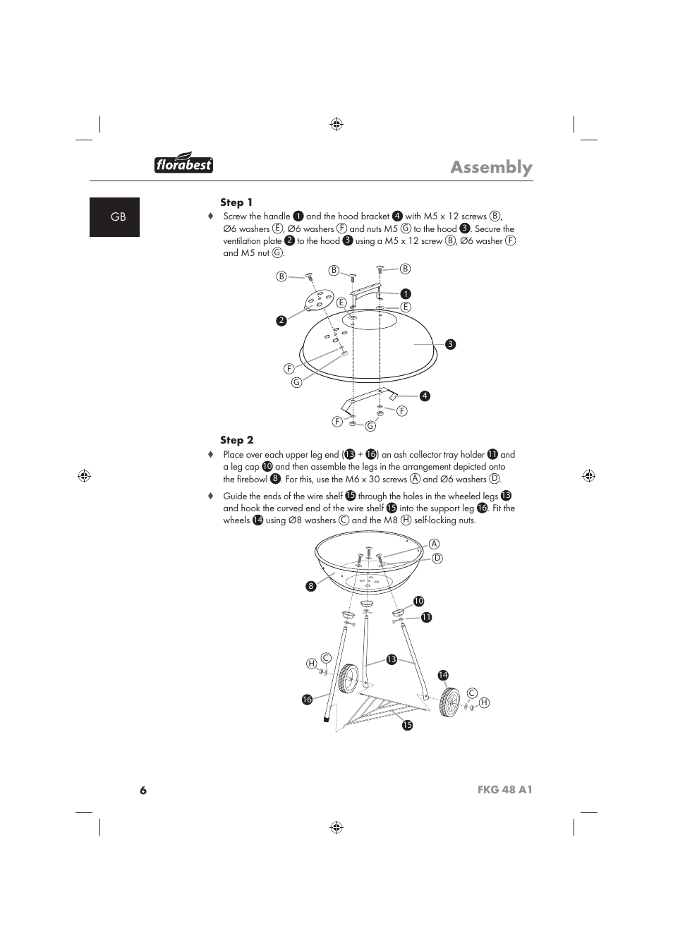 Assembly | Florabest FKG 48 A1 User Manual | Page 8 / 86