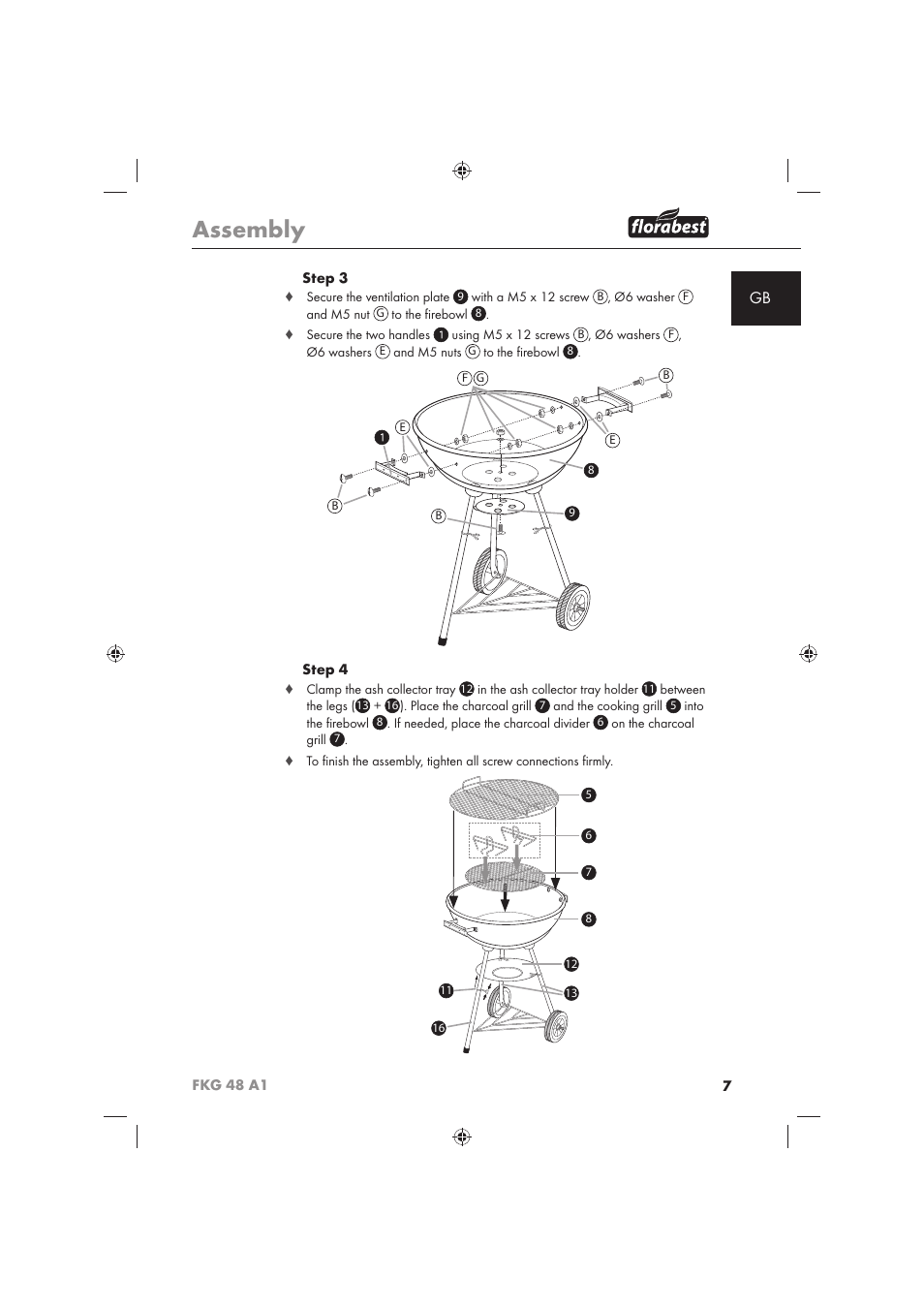 Assembly | Florabest FKG 48 A1 User Manual | Page 9 / 86