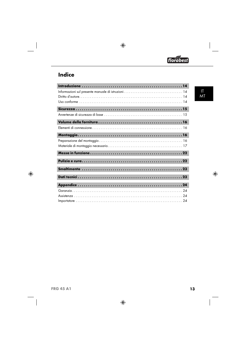 Indice, It mt | Florabest FRG 45 A1 User Manual | Page 15 / 62