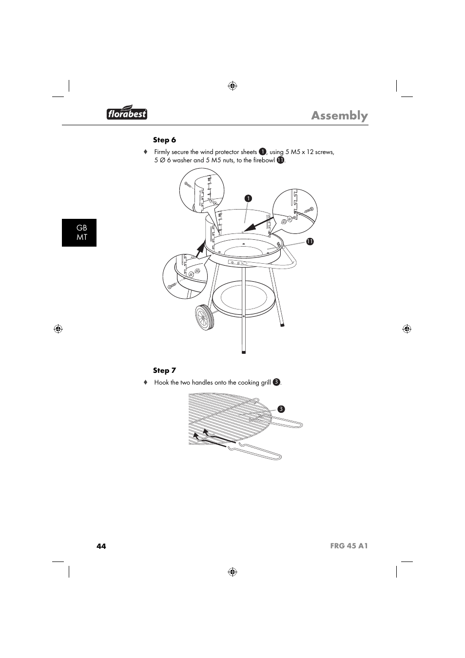 Assembly, Gb mt | Florabest FRG 45 A1 User Manual | Page 46 / 62