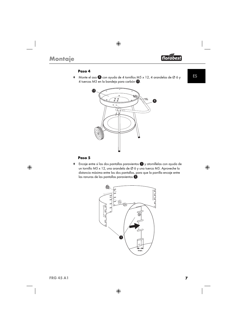 Montaje | Florabest FRG 45 A1 User Manual | Page 9 / 62