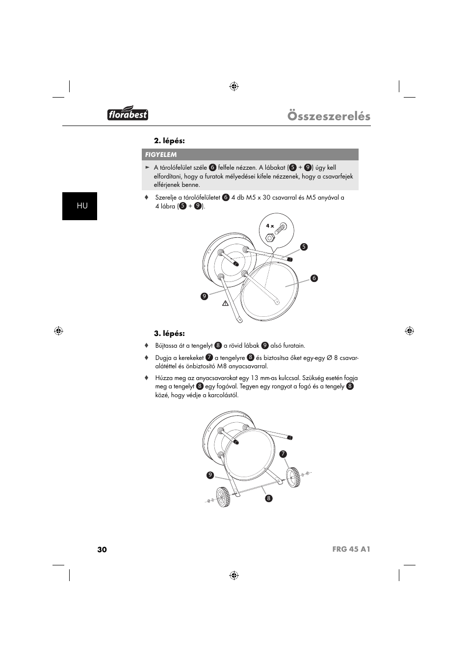 Összeszerelés | Florabest FRG 45 A1 User Manual | Page 32 / 86