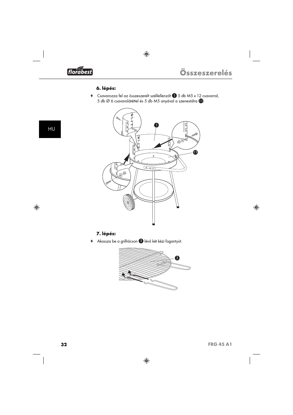 Összeszerelés | Florabest FRG 45 A1 User Manual | Page 34 / 86