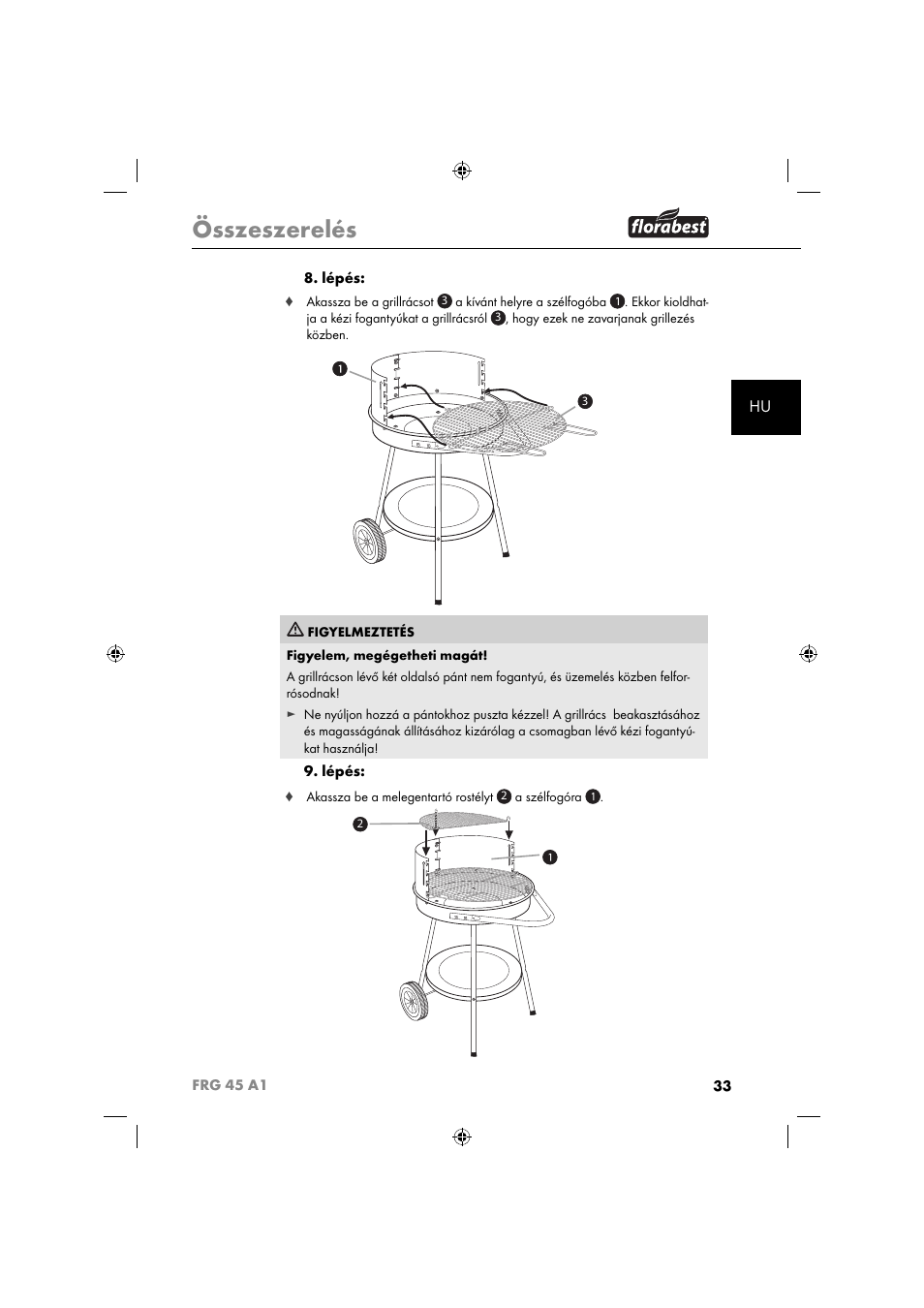 Összeszerelés | Florabest FRG 45 A1 User Manual | Page 35 / 86