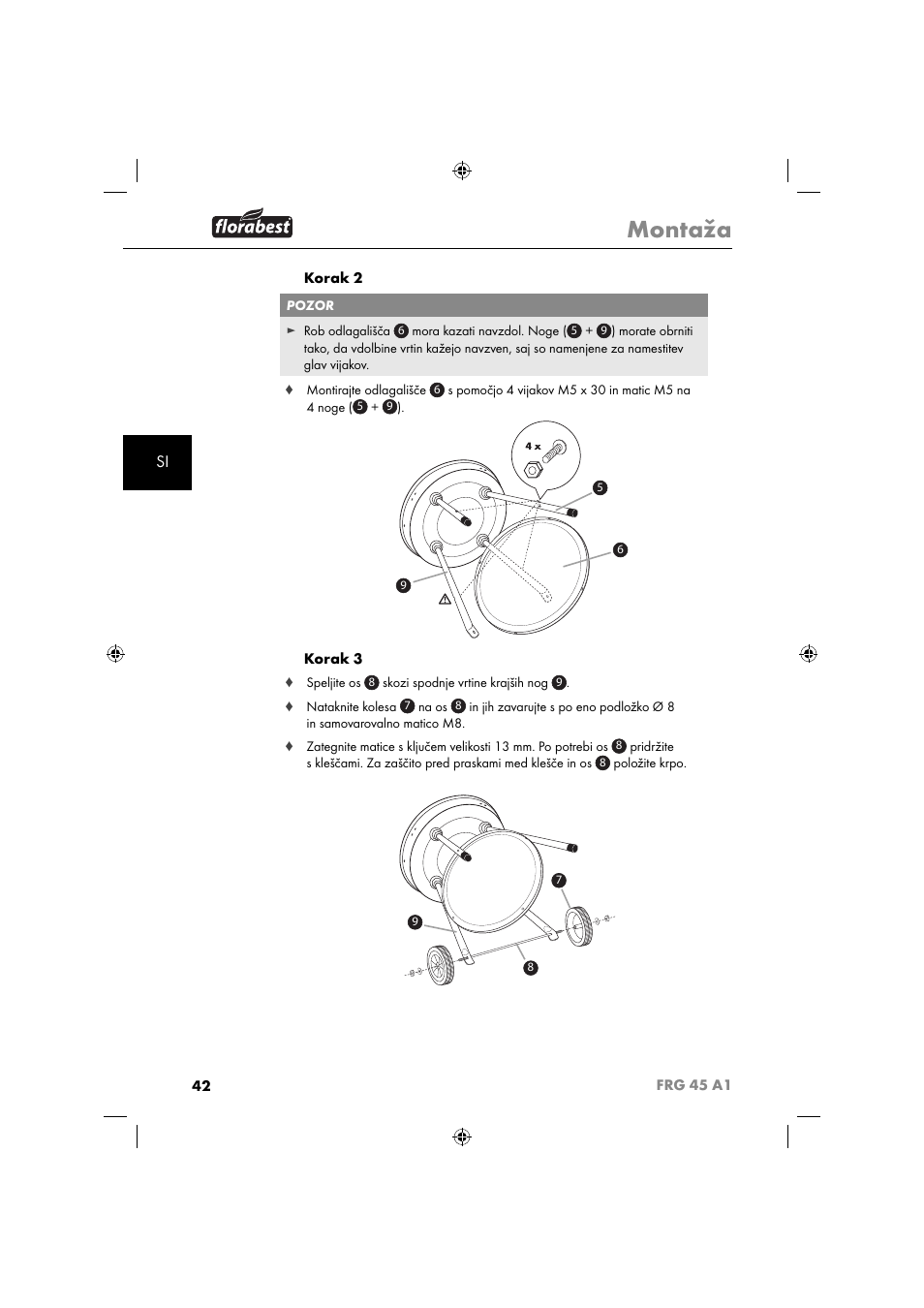 Montaža | Florabest FRG 45 A1 User Manual | Page 44 / 86