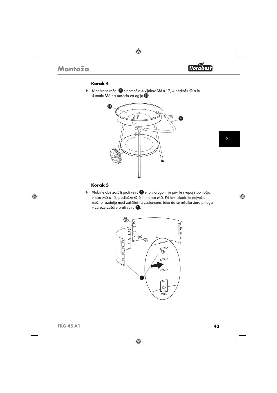 Montaža | Florabest FRG 45 A1 User Manual | Page 45 / 86