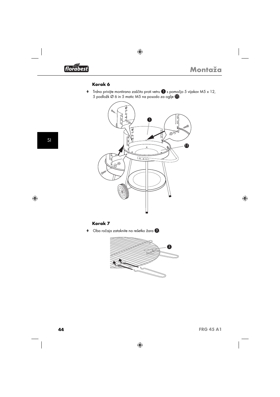 Montaža | Florabest FRG 45 A1 User Manual | Page 46 / 86