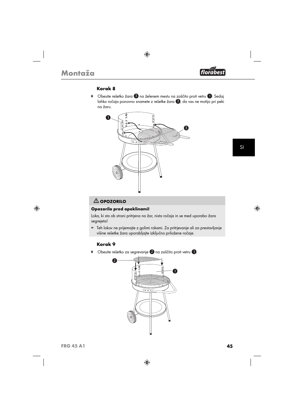 Montaža | Florabest FRG 45 A1 User Manual | Page 47 / 86