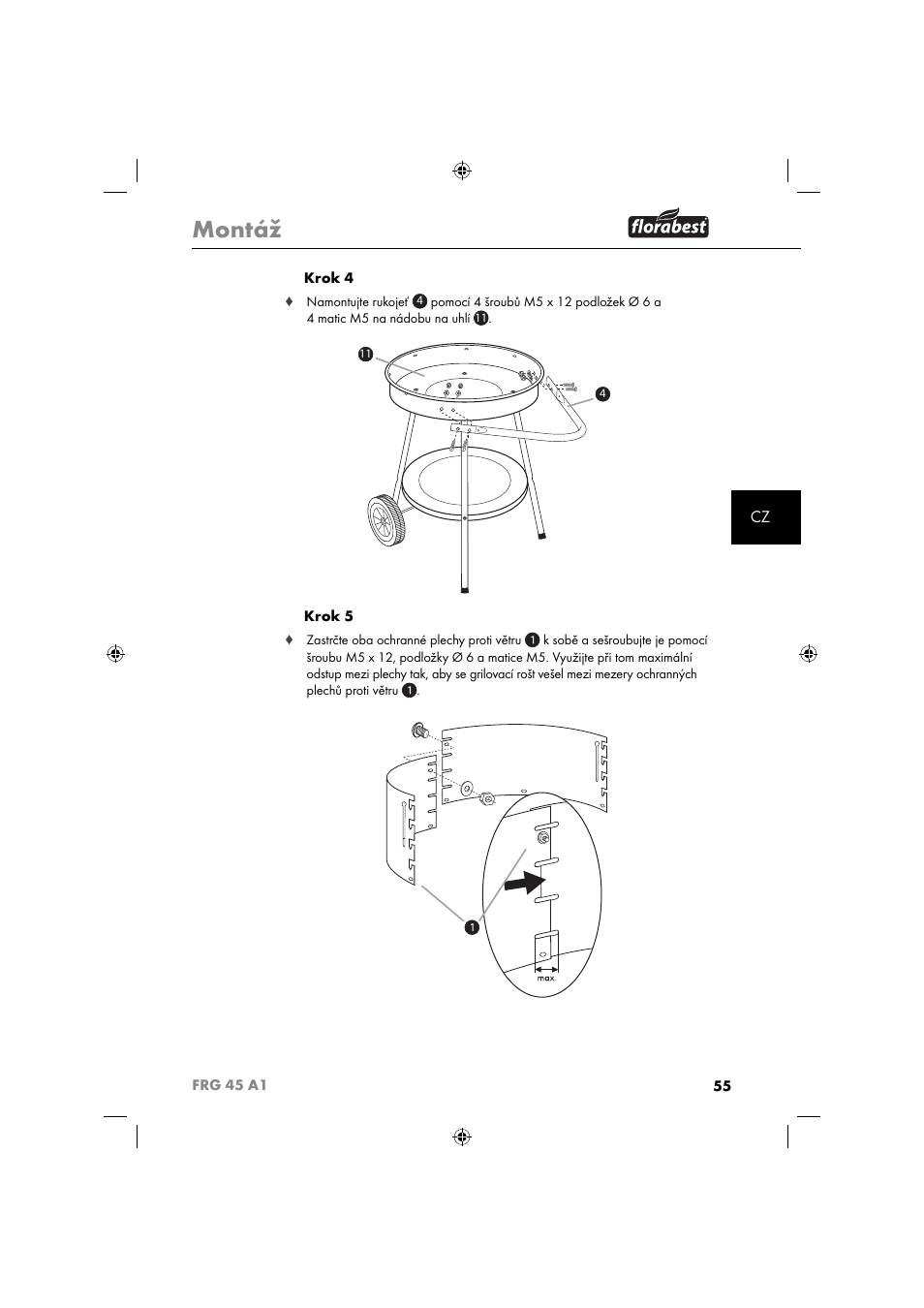 Montáž | Florabest FRG 45 A1 User Manual | Page 57 / 86