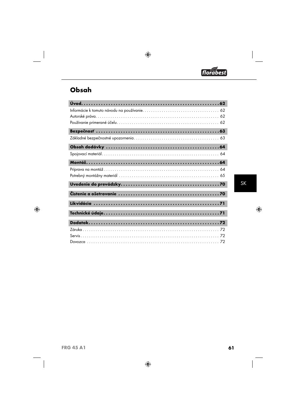 Florabest FRG 45 A1 User Manual | Page 63 / 86