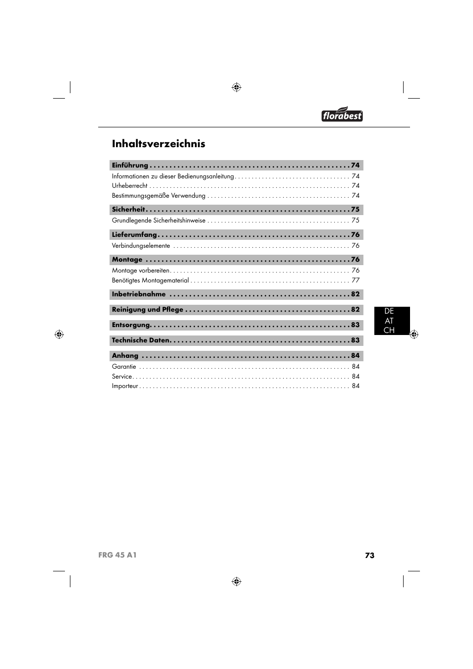 Florabest FRG 45 A1 User Manual | Page 75 / 86