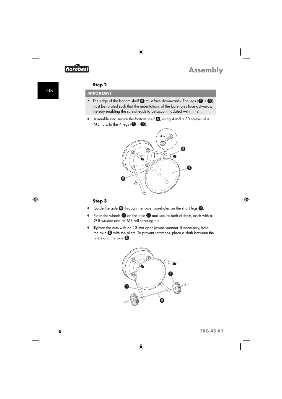 Assembly | Florabest FRG 45 A1 User Manual | Page 8 / 86