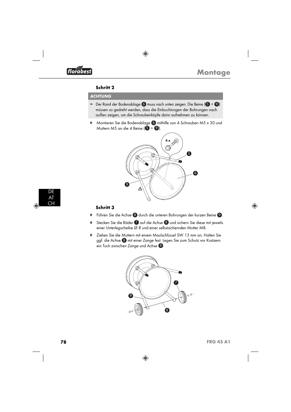 Montage, De at ch | Florabest FRG 45 A1 User Manual | Page 80 / 86