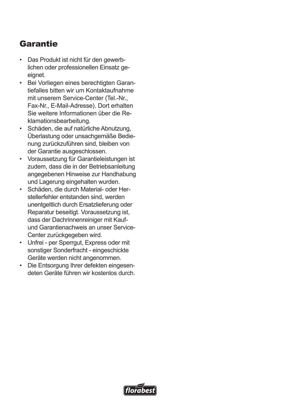 Garantie | Florabest Roof Gutter Cleaner User Manual | Page 8 / 12