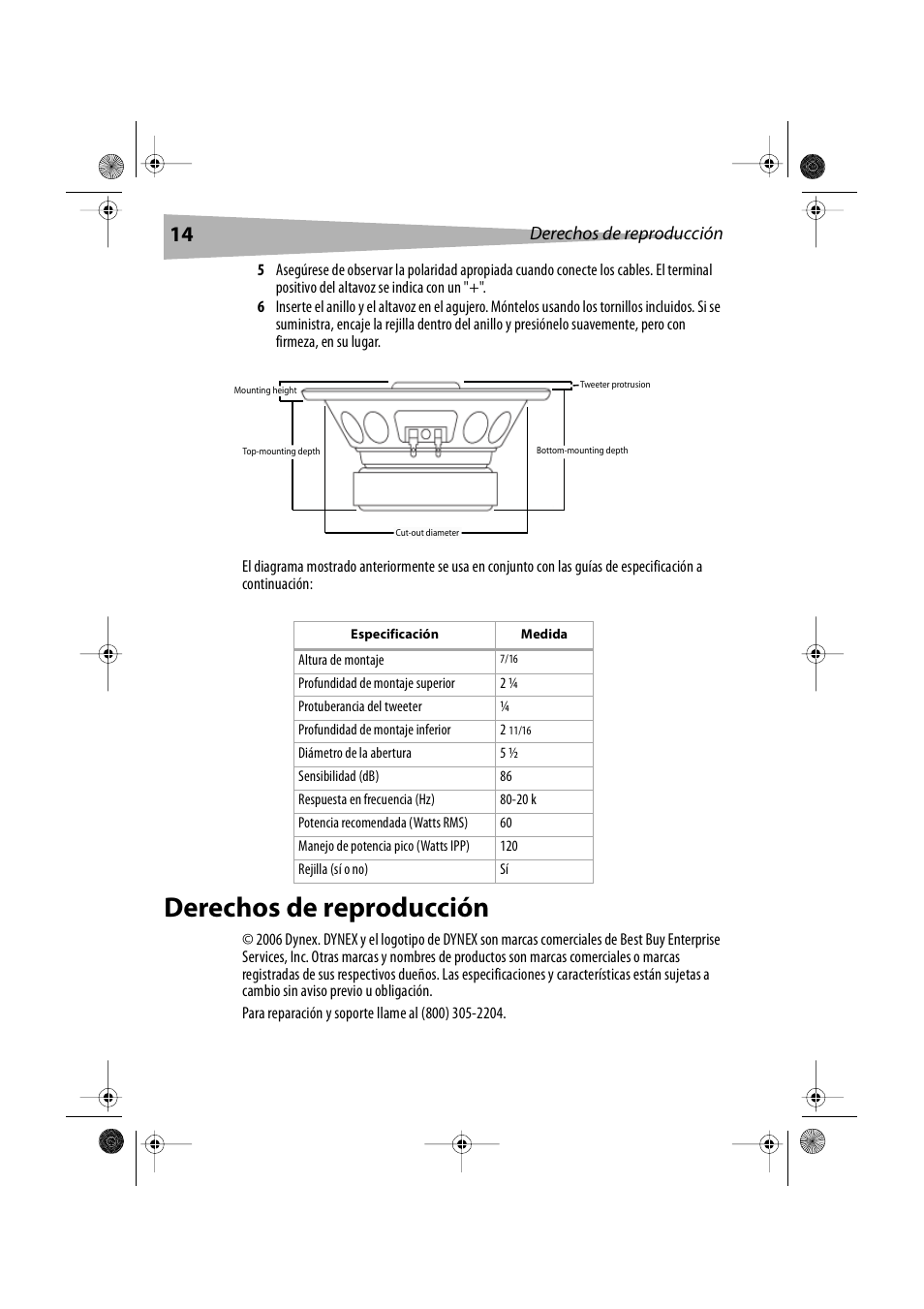 Derechos de reproducción | Dynex DX-S1000 User Manual | Page 14 / 17