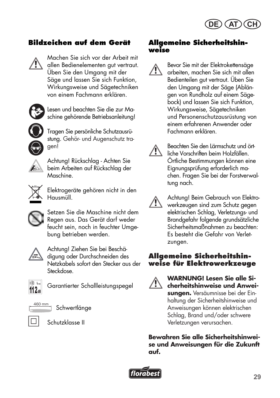 At ch de | Florabest FKS 2200 B1 User Manual | Page 29 / 76