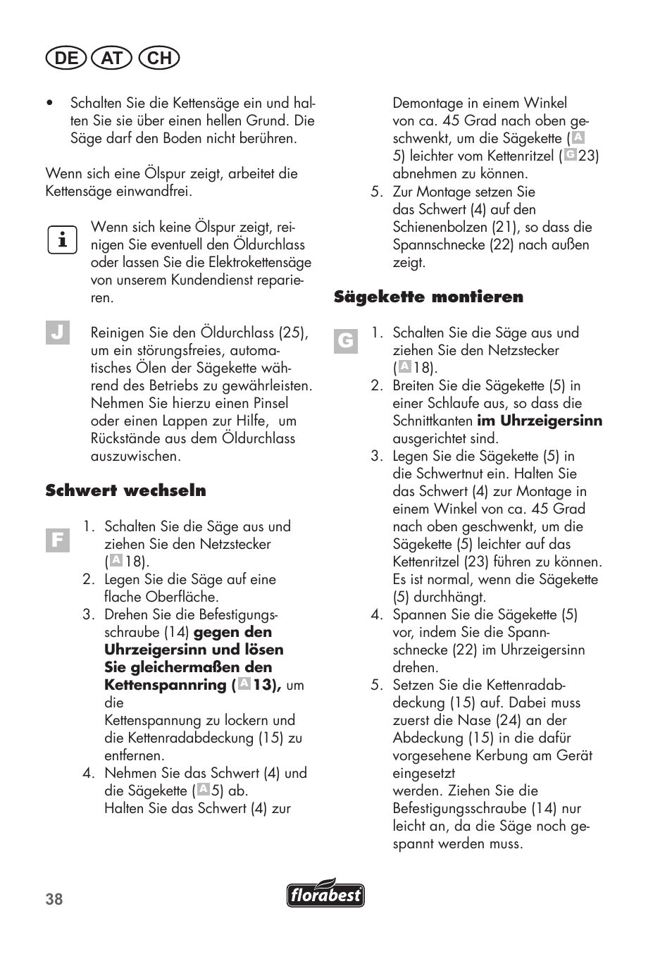 De at ch | Florabest FKS 2200 B1 User Manual | Page 38 / 76