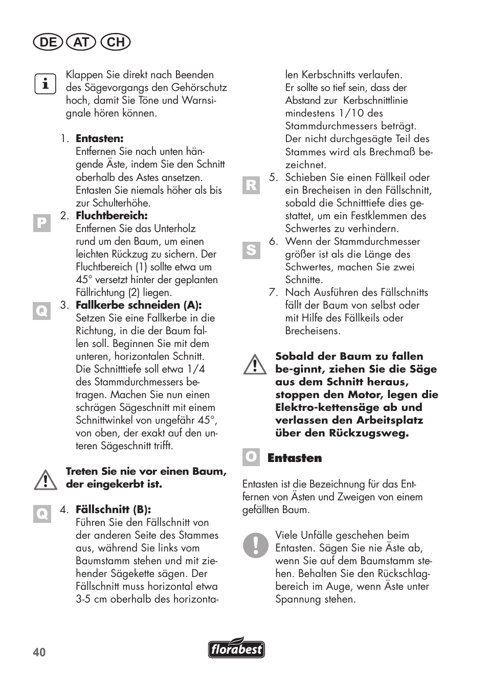 De at ch | Florabest FKS 2200 B1 User Manual | Page 40 / 76