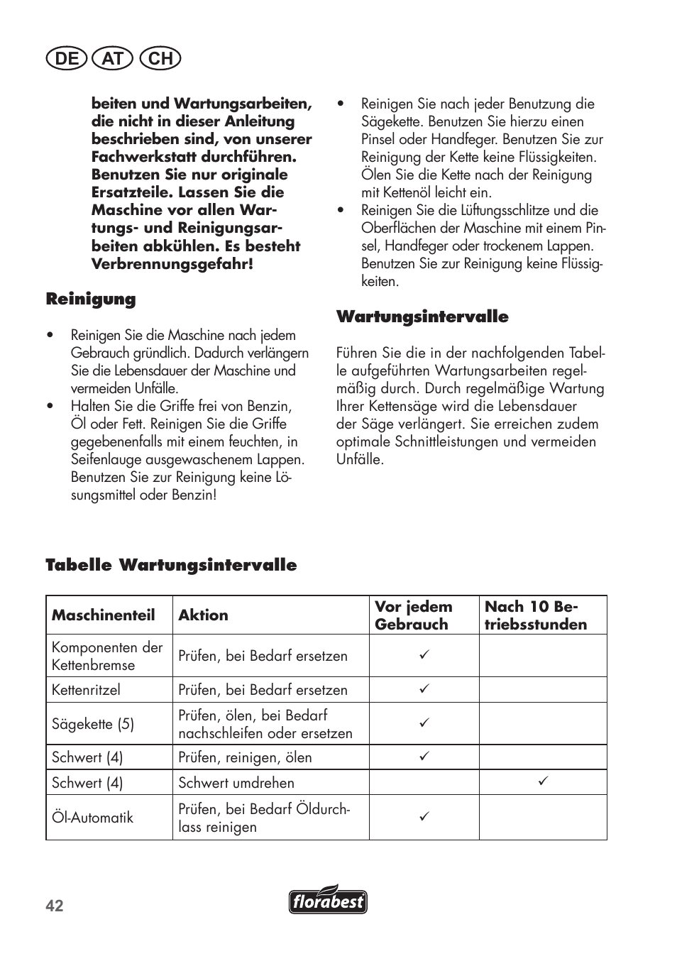De at ch | Florabest FKS 2200 B1 User Manual | Page 42 / 76