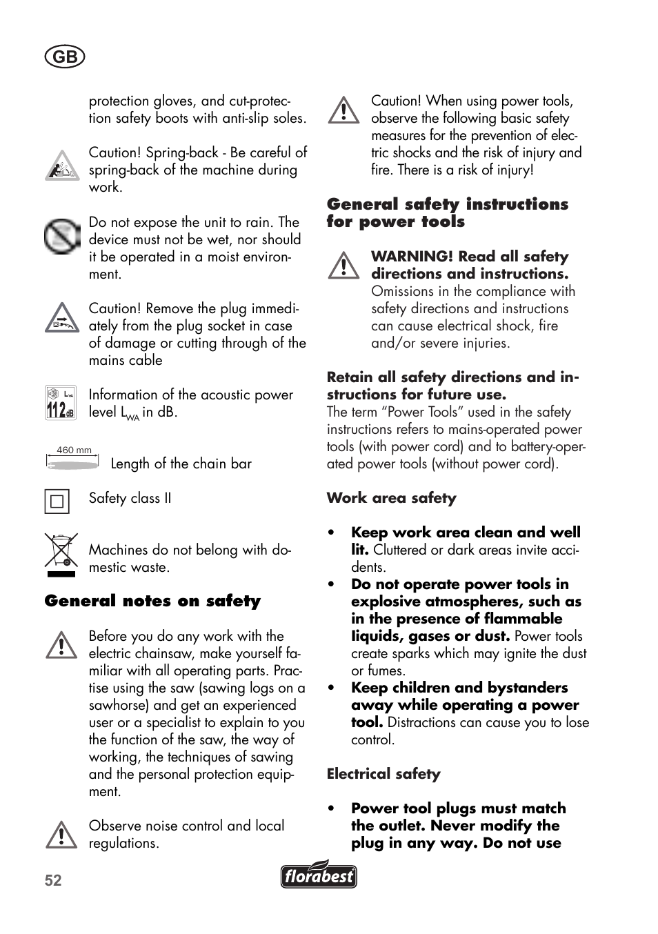 Florabest FKS 2200 B1 User Manual | Page 52 / 76
