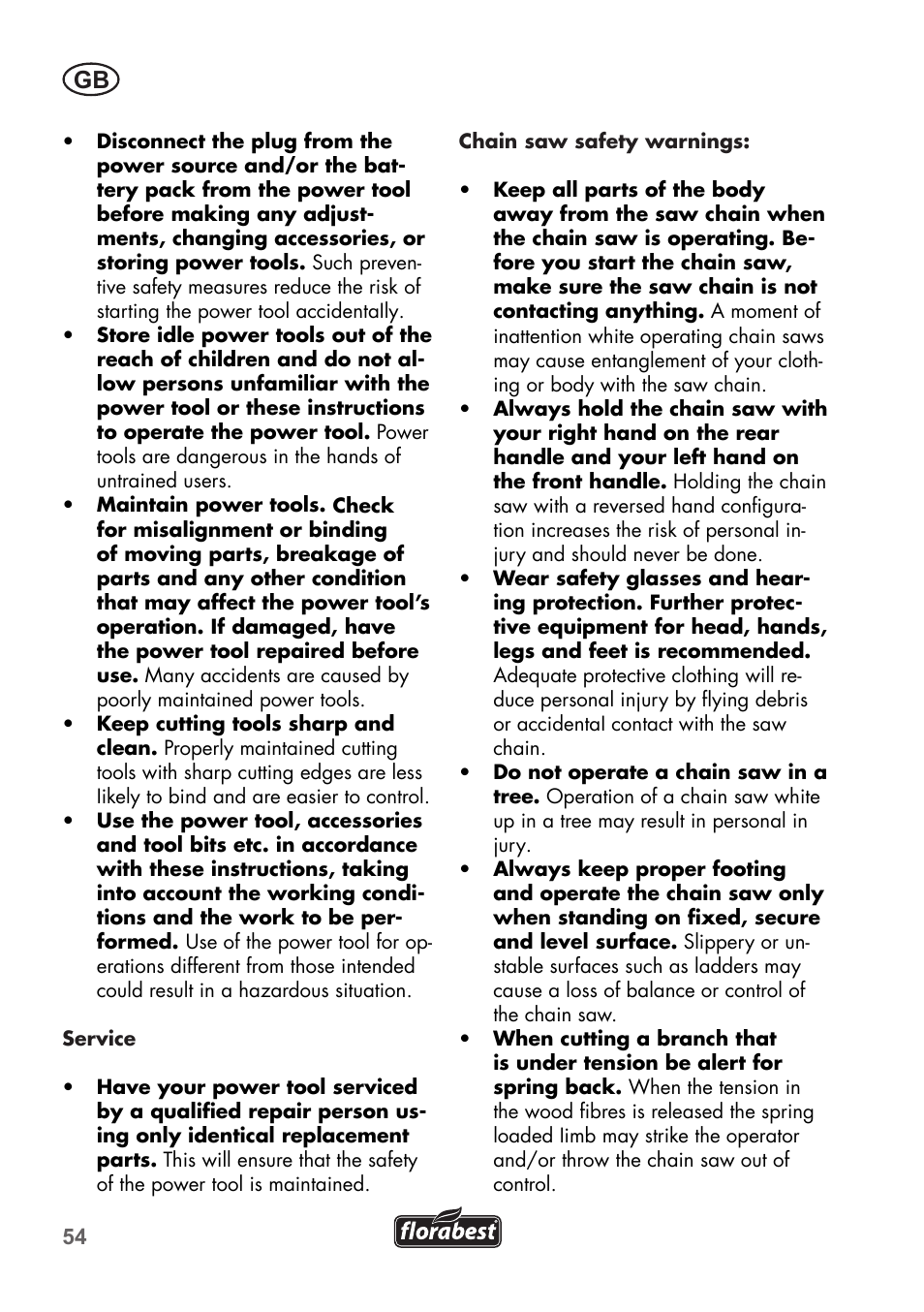 Florabest FKS 2200 B1 User Manual | Page 54 / 76