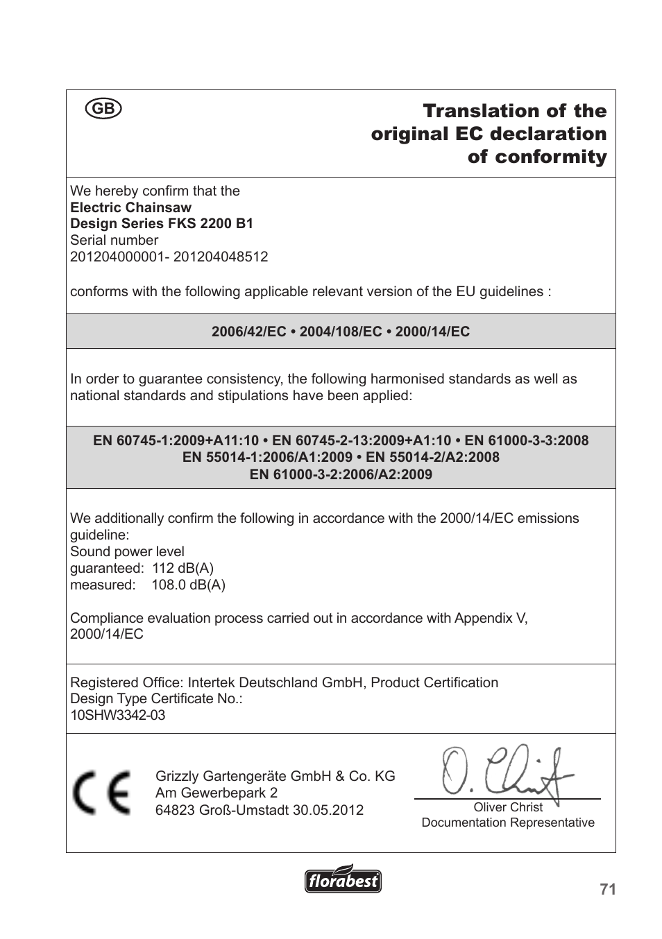 Florabest FKS 2200 B1 User Manual | Page 71 / 76