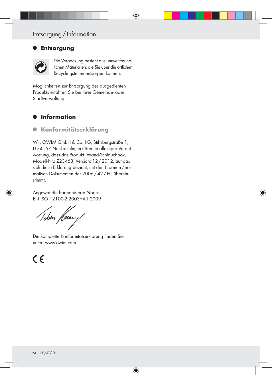 Entsorgung / information | Florabest Z23463 User Manual | Page 24 / 27