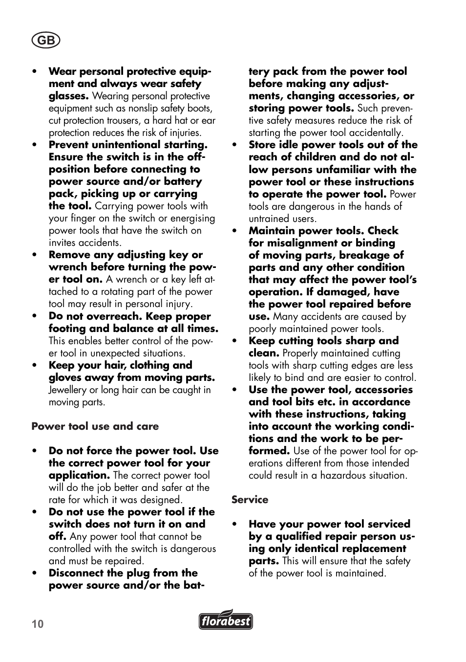 Florabest FKS 2200 B1 User Manual | Page 10 / 140