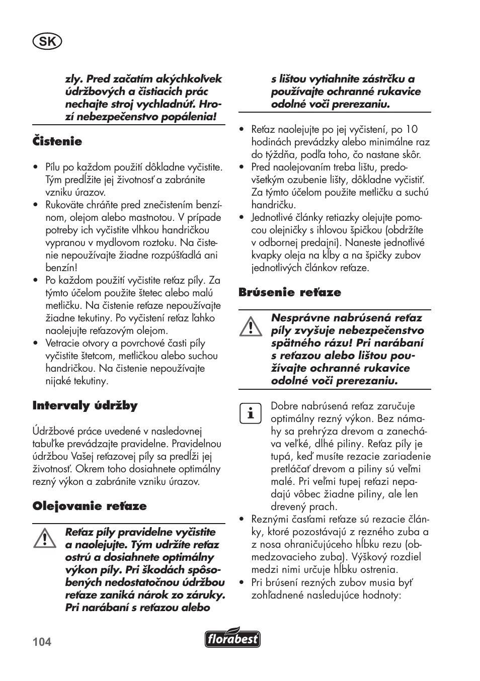 Florabest FKS 2200 B1 User Manual | Page 104 / 140